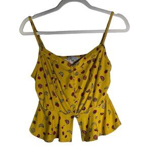 IRIS Crop‎ Yellow Adjustable Straps Exposed Back Top Size Large